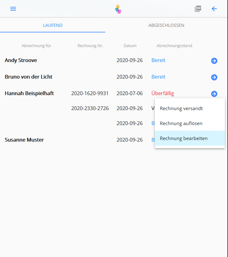 Korrigieren oder stornieren