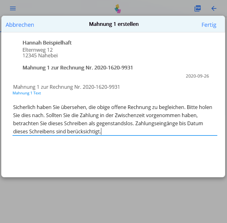 Mahnungen erstellen mit einem Klick