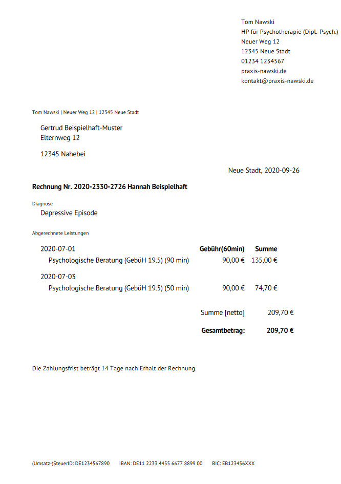 Rechnungen werden als PDF verschickt