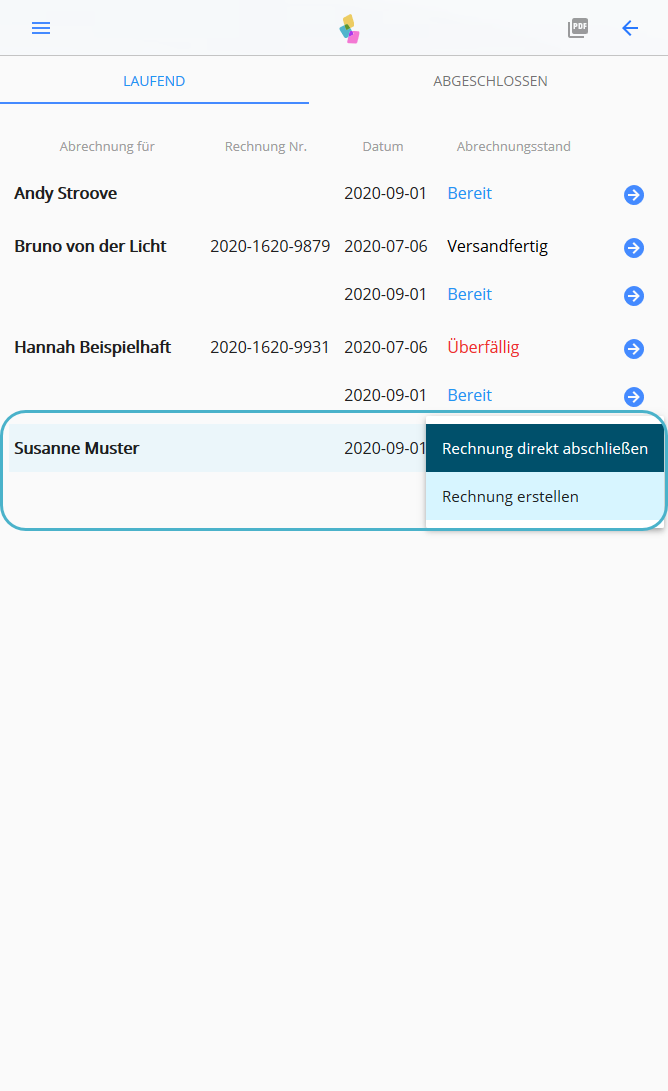 Rechnungsentwurf ist bereit