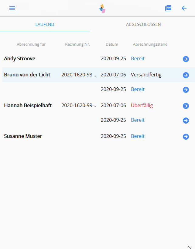 alle Abrechnungen im Überblick