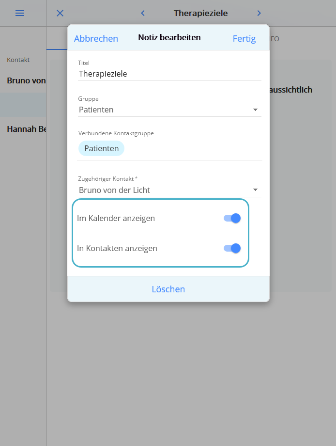 Anzeigeorte von Texten